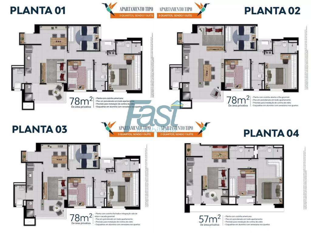 Apartamento à venda com 3 quartos, 78m² - Foto 2